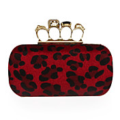 Velvet Animal Print Hard Body Clutch With Knuckle Grip (More Colors)