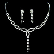 cristal em jóias sliver liga casamento conjunto com colar e brincos