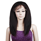 Lace Front With Adjustable Strap At Back Kinky Straight 16 inch Indian Remy Lace Wig 26 Colors Available