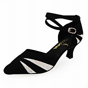 Customized Sparkling Glitter And Velvet Latin/Ballroom Dance Performance Shoes For Women