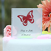 Personalized Crystal  Butterfly Print Wedding Cake Topper