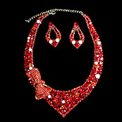 luxuoso de duas peças de strass colar de arco projeto senhoras e brincos conjunto de jóias (50 cm)