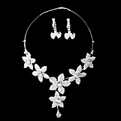 conjunto de pérolas brancas de duas peças senhoras elegantes flores de jóias (45 cm)