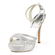 Elegant Satin Stiletto Heel Platform With Rhinestone Wedding Shoes (More Colors Available)