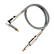 Silver Nylon Guitar Cable with Metal Right-angle Plug in 6 meter