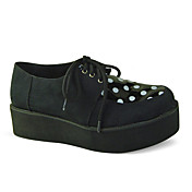 Handmade Black PU Leather 5cm Wedge Punk Lolita Shoes