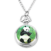 panda mulheres de liga de quartzo analógico colar relógios (prata)