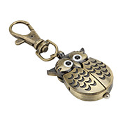 grote uil met veel veren van unisex legering analoge quartz horloge sleutelhanger (brons)