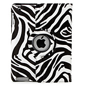Zebra Print 360 Degree Rotating PU Leather Case and Stand for the New iPad (Black)