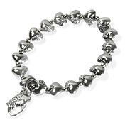 Ladies 'argento cuore sheaped Bracciale filo con carpe