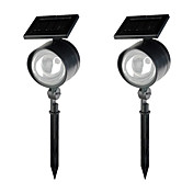 Set of 2 White Solar Powered LED Rechargeable Plastic Garden Spotlight with 4