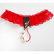 Pearl Strands Lace See Through Thongs