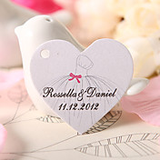 Personalized Heart Shaped Favor Tag - Wedding Dress (Set of 60)
