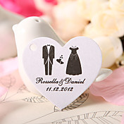 Personalized Heart Shaped Favor Tag - Bride & Groom (Set of 60)