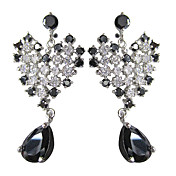 platino negro elegante plateado con forma irregular pendientes cúbicos de circonio