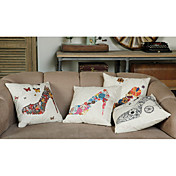 conjunto de 4 artística moderna fronha de algodão / linho decorativo