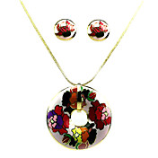 Rose Flower Ladies Jewelry Sets Including Necklace & Earrings