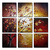 dipinto a mano olio su tela con cornice floreale allungata - set di 9