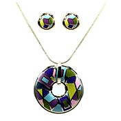 Green And Blue Ladies' Jewelry Sets In Alloy With Enamel Including Necklace & Earrings Set