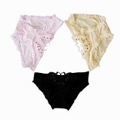 3 Pieces One Size Poly-Cotton Briefs Low Waist Daily Wear Panties More Colors Available