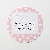 Personalized Round Favor Stickers – Pink "Thanks" (Set of 36)