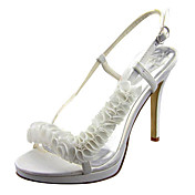 Satin Stiletto Heel Slingbacks Sandals Wedding Shoes With Flower