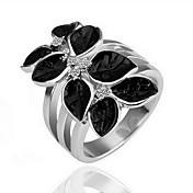 superbe zircone cubique en or 18 carats bague plaquée feuille de mode