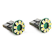 T10 9-LED 1206 SMD White Light Car LED Lamp (2pcs, DC 12V)