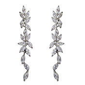 elegant hvit platina belagt med oval form cubic zirkonia ørepynt