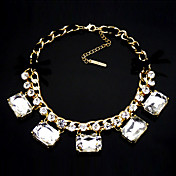 mote legering med klar rhinestone og glass halskjede
