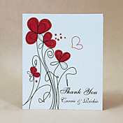 Thank You Card - Red Flowers - Set Of 50