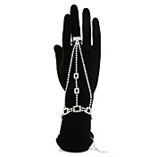 Gorgeous Ladies' Square-Shaped Rhinestone Bracelet And Ring