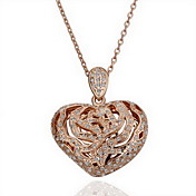 18K Gorgeous Fashion Rhinestone Alloy Hollw Heart Necklace (More Colors)