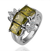 Gorgeous 18K Gold Plate Three Crystal Fashion Ring (More Colors)