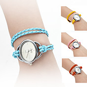 kvinder elegant flettet reb stil PU læder band analog quartz armbånd ur (assorterede farver)
