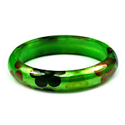 Ladies' Resin Round Bangles Classic Bracelet In Green Flower