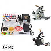 2 Guns Tattoo Kit with Smart Pointer Power and 14 Color Ink