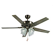 Iron Hugger Ceiling Fan with 4 Lights Floral Glass Shades