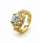 Cubic Zirconia Platinum Plated Round Shape Fashion Ring