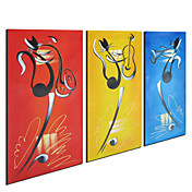 peinte à la main peinture à l'huile animaux avec cadre étiré - set de 3