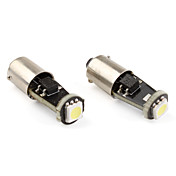 BA9S 1*5050 SMD CANBUS White LED Car Signal Lights (2-Pack, DC 12V)