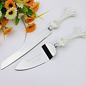 Personalized Flowers Wedding Cake Serving Set In Resin Handle