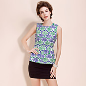 ts style baroque grille d'impression chemisier chemise sans manches (plus de couleurs)