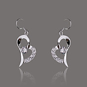 Gorgeous Silver Plate Rhinestone Heart Earring