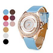 Women's Golden Watchcase Style PU Leather Analog Quartz Wrist Watch (Assorted Colors)