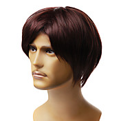 Capless Fashion Men's Short Brown Straight Synthetic Hair Wig