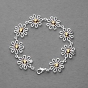 Fashion Silver Plated Gold Chrysanthemum Women's Bracelet