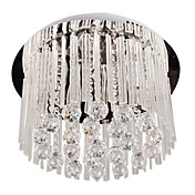 5 - Light Stainless Steel Flush Mount with Crystal Bars