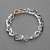 Gorgeous Silver Plated Double Color Heart Unisex Bracelet