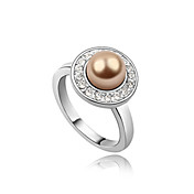 Gorgeous Platinum Plated Pearl With Round Shape Fashion Ring(More Colors)